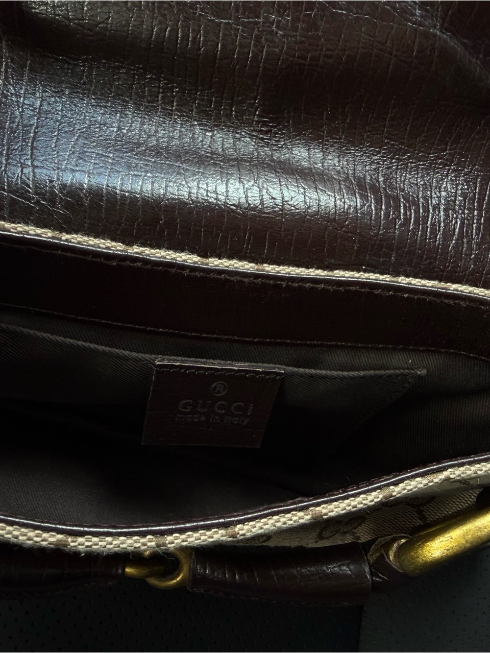 Vintage Gucci Horsebit GG Canvas Chain Shoulder Bag Brown Tom Ford Era - Picture 16 of 16